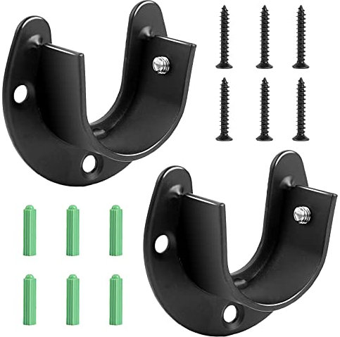 Soporte de tubo redondo, 2 unidades, soporte para barra de ropa, soporte para barra de cortina, soporte con tornillos para barra de tubo de armario