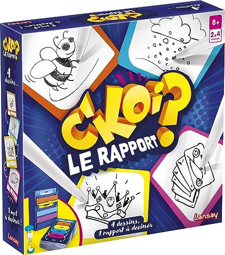 Lansay - C'KOI Le Rapport - Jeu d'Ambiance et de Dessin - Dès 8 Ans | Devinettes en Groupe - 200 Mots Mystère et 2 Niveaux de Difficulté - 30 Secondes par Manche - Jouable de 2 à 4 Joueurs
