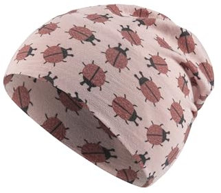 Sterntaler Beanie Marienkäfer Sommer Jersey - Kindermütze aus Flammgarnjersey für Mädchen mit UV Schutz 50+ - Leichte Mütze mit Aufdruck schützt den Kopf vor der Sonne - zartrosa, 53