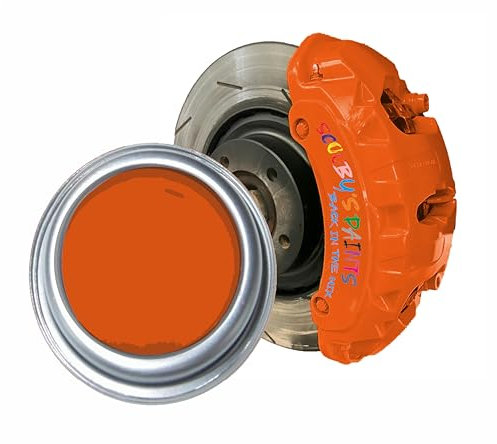 SCOOBYS PAINTS BACK IN THE MIX High Heat Resistant Gloss Brake Caliper Paint Wheel Engine Restore Metal (250Ml, Nascar Skittle Orange)