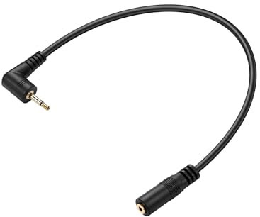PNGKNYOCN Câble audio auxiliaire 2,5 mm à angle droit, câble de rallonge audio mono TS 2,5 mm mâle vers femelle à 90 degrés pour smartphone, casque, lecteur MP3（0,3M）