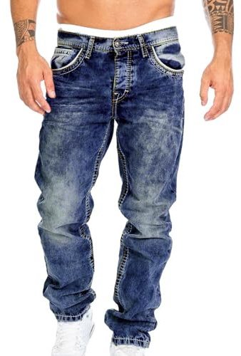 Jeans Uomo Wide Leg Elasticizzati Slim Fit Strappati Skinny Pantaloni Leggeri Comodi Baggy Hip Hop
