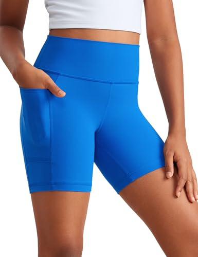CRZ YOGA Filles Butterluxe Cyclisme Leggings Poches Bleu Étincelant M