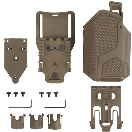 Peminkoo Fondina Tattica per Pistola Destra Airsoft G1ock 17 19 sig P226 P320 Fondine QLS System Belt per Pistola con Torcia X300 (Khaki)