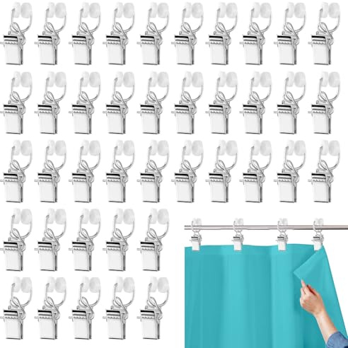 80 Stück Gardinenhaken mit Rollen für Schienen, Gardinenröllchen mit Klammer, Vorhang Clips Gardinen Klammern, Riemenscheibe Gardinenröllchen für Vorhänge, Türvorhänge, Duschvorhänge