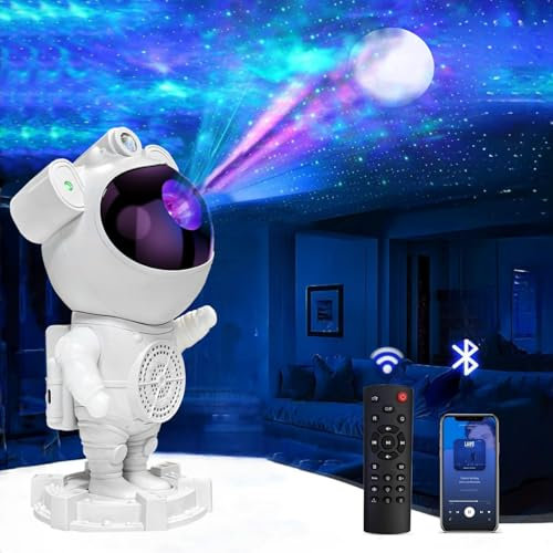 Recsg Proiettore a stella, luce notturna Galaxy, lampadario a nebbia astronauta LED con timer e telecomando, camera da letto, Natale, San Valentino e altri regali per adulti e bambini.… (coloured)