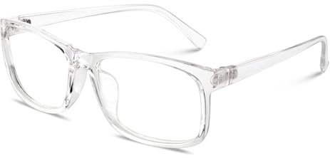 CGID Fake Glasses Women Men Fashion Square Clear Lens UV400 Protection CN12 | Tangle-free Design, Lightweight Durable Frame, Non-Prescription, Nerd Eyeglasses, Casual, Vintage, Costume