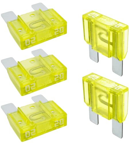 Tecside 20A KFZ Maxi Sicherung | 1 Stück | 29mm Stecksicherung für Stromdieb & Sicherungshalter 12V 24V 32V Flachsicherung für Auto, Boot, Motorrad, Wohnmobil, Roller | iMaXX maxiOTO F9020 Gelb