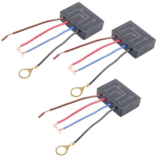 GAOUTO 3 Pièces Variateur Tactile, AC110-230V Capteur Tactile: Interrupteur Tactile 4 Voies, Interrupteur Lumière Électrique Pour Lampes De Table (50x35x15mm, Noir)