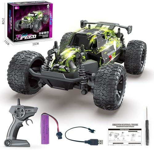 Warmiehomy Remote Control Cars, 1:18 Scale RC Monster Truck Toy, High Speed 15KM/H RC Cars with Light for Adult & Kids Age 6+, 2.4GHz Radio Controlled 4WD Off-Road Car for Birthday