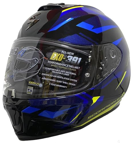 Scorpion Exo-391 Aaxo Azul | Casco de Moto Integral Unisex Hombre y Mujer Homologado ECE 22.06 (M)