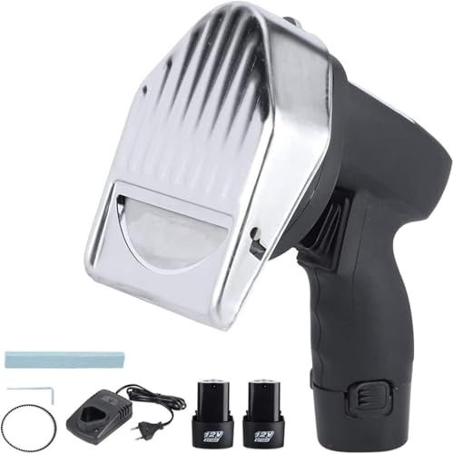 Cuchillo de shawarma inalámbrico Cuchillo de shawarma eléctrico Cortador de gyro comercial Cortador de kebab turco profesional, con 2 cuchillas de grosor ajustable de 0 a 8 mm,cordless