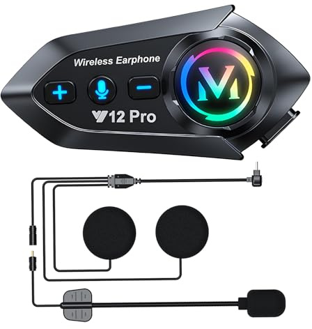 OBEST Casco de moto Bluetooth, rango de intercomunicación de 500 m, Bluetooth 5.4, comunicación de dos conductores, cancelación inteligente de ruido, resistencia al agua IP56, batería de 1000 mAh