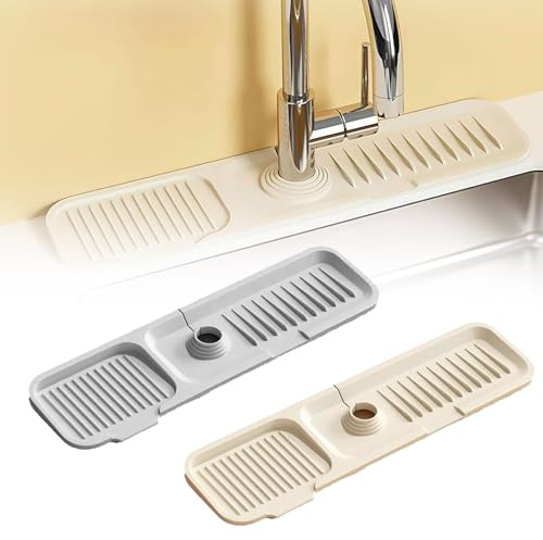 ChAusa 2 Pack Kitchen Sink Splash Guard, Faucet Mat Kitchen Sink Faucet Splash, Splash Guard, Catcher Water Absorbent Silicone Faucet Mat for Kitchen and Bathroom Countertops