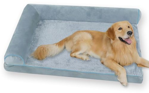 ping bu Large Dog Bed Orthopedic Dog Sofa Beds,Washable Pet Bed Calming Dogs Couch with Removable Cover,Waterproof Dog Beds Pet Thick Cushion Anti Anxiety (Grey,S-40 * 30 * 9CM)
