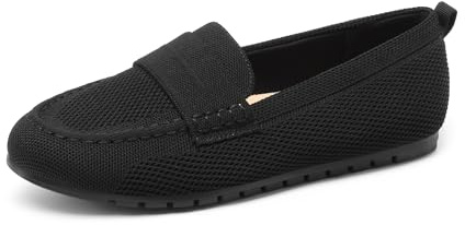 DREAM PAIRS Mocasines para Mujeres Penny Tejidos Mocasines Casual Cómodos Slip On Planos para Trabajo Negocios y Caminatas,Size 38,Negro,SDLS26001W