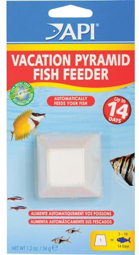 API HOLIDAY PYRAMID FISH FEEDER 14-Day Automatic Fish Feeder 34-Gram 1-Count Pack,White