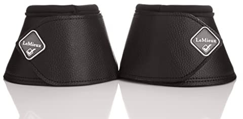 LeMieux WrapRound Pferdegamaschen aus Leder, mit verstellbarem Doppelverschluss, für Schule, Aufwärmen und Reisen, Größe M, Schwarz