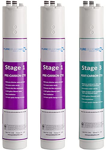 Pure Blue 3-stufige Umkehrosmose-Ersatzfilter Wasserfilter Kartuschen für Trinkwasser, 1:1, 3 Stück