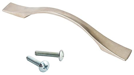 HARMAC HOUSE Taper Bow Handle Brushed Nickel Taper Bow Kitchen Cabinet Door Handle, Cupboard Drawer Handle 96mm Screw Spacing Bedroom Furniture Handle