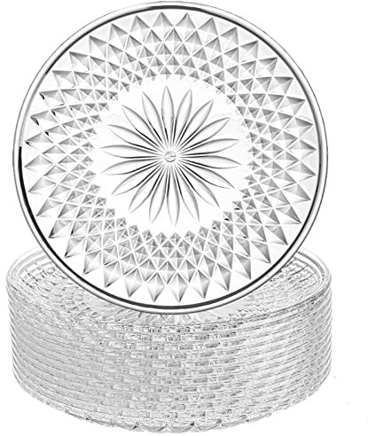 Peohud Paquete de 12 platos de ensalada acrílicos, platos de postre redondos transparentes de 8 pulgadas, platos pesados de boda y fiesta, platos de pan premium para frutas, aperitivos, sin BPA