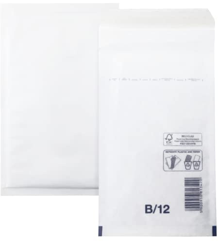 Netuno 200 vadderade kuvert B/12 140x225mm vita fraktpåsar med bubbelplast vadderad oförstörbar förpackning återvunnen