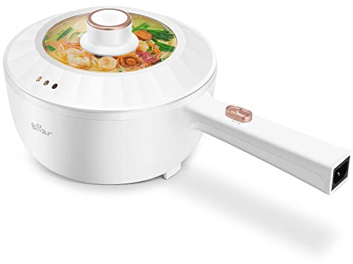 Bear Hot Pot Electric, 2L Multifunctional Portable Cooking Pot, 1000W Rapid Noodles Electric, Non-Stick Frying Pans for Steak, Egg, Ramen, Oatmeal With Dual Power Adjustment
