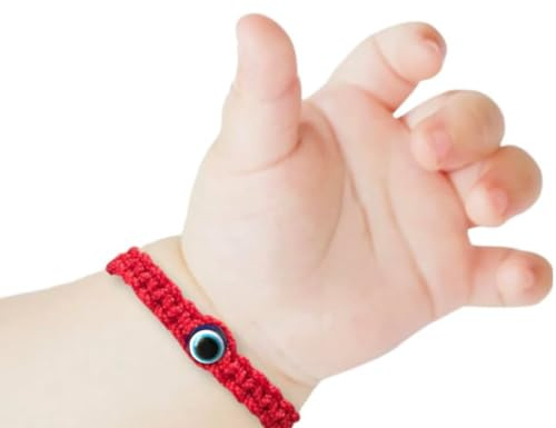 Red Bracelet for Babies, Baby Girl and Baby boy. Protection Amulet for baby. String for Good Luck and The Evil Eye. Infant Bracelet for baby color red,blue,pink black (Red bracelet blue eye)