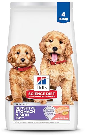 Hill's Science Diet Puppy Sensitive Stomach & Skin Dry Dog Food, Salmon & Brown Rice, 4 lb. Bag
