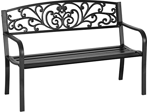 Outsunny Banc de Jardin Banc Extérieur 2 Places 127 x 60 x 87 cm Noir