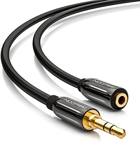 deleyCON 3,0m Stereo Audio Verlängerungskabel 3,5mm AUX - Schwarz