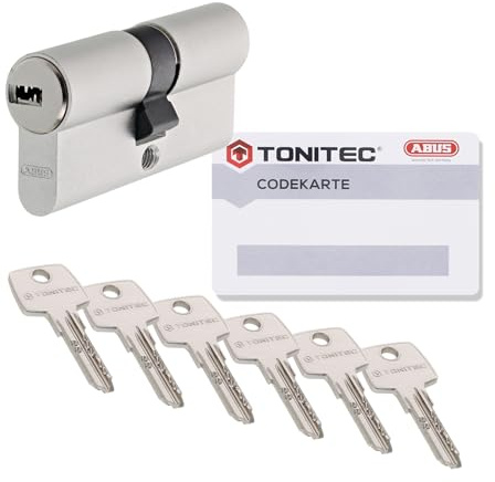 ABUS ToniTec TEC440 - Cilindro con serratura a cilindro doppio, dimensioni 35/40 mm, con 6 chiavi, incl. ToniTec CodeCard e vite di fissaggio