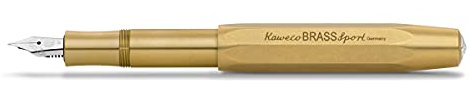 Kaweco BRASS SPORT Füllhalter I Premium Messing Füllfederhalter für Tintenpatronen mit hochwertiger Stahlfeder I Luxus Sport Füller 13 cm I Federbreite: F (Fein)