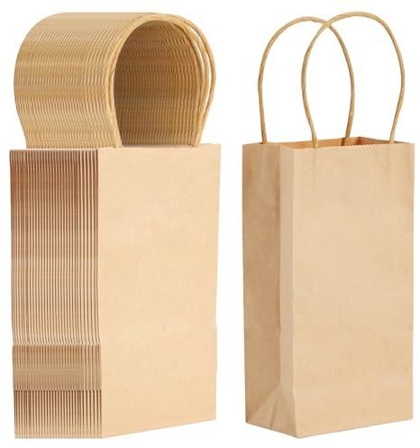 50 presentpåsar med handtag, 16 x 9 cm kraftpapper presentpåsar