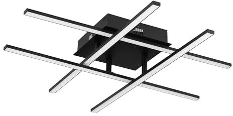 EGLO LED Deckenleuchte Lasana 3, 4 flammige Wandlampe, Deckenlampe aus Stahl in Schwarz und Kunststoff in Weiß, Wohnzimmerlampe, warmweiß, L x B 50 cm