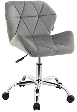 HNNHOME Eris Schreibtischstuhl, moderner, gepolsterter Samt, Drehstuhl, aus Stoff, höhenverstellbar, Grau