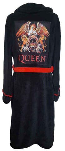 Queen Bademantel Classic Crest Band Logo offiziell Schwarz super soft fleece S