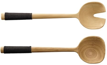 ASA Urval salladsbestick med svart nylonhandtag trä L 31,20 cm B 8,20 cm H 5,40 cm