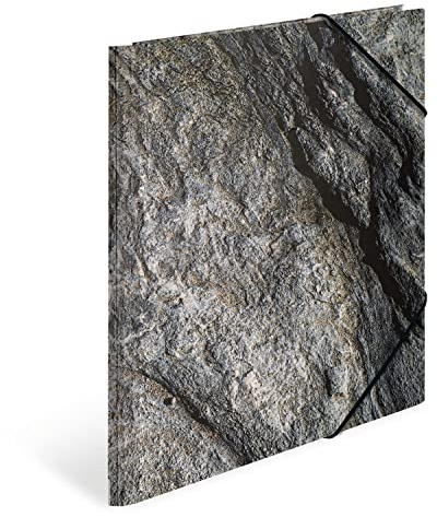 HERMA Collector's Folders A4 Natural Stone Set of 3 Children's Cardboard Corner Folder with Haptic Finish, Motif, Elastic Band, Inner Flaps and Inner Print for Boys and Girls