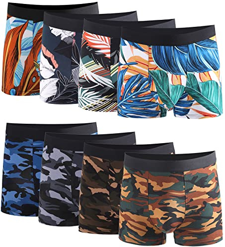 Xaanelr Boxershorts för män, kalsonger av bambu och viskos, underkläder, retroshorts, 4/8-pack, storlek S–3XL