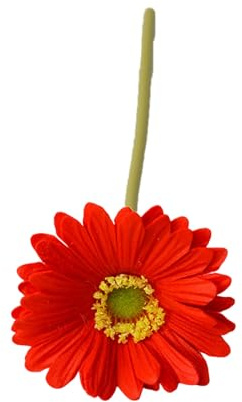 Fiori Artificiali Jamesonii di Gerbera con Stelo Realistica Finta Seta per Casa Ufficio Tavolo Centrotavola Finto Ramo Floreale Rosso Wilitto