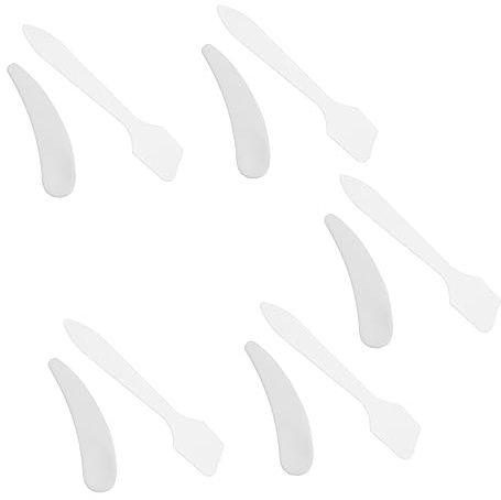 OATIPHO Spatules Cosmétiques Courbées 10 Pièces Petites Cuillères à Crème Visage Transparentes Et Blanches Pour Applications De Soins Peau Voyage Échantillonnage