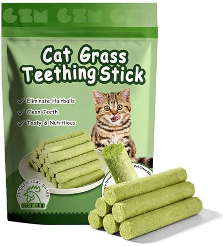 BAIFULAI 6 stycken kattgrässnack: 180 g kattgräspinnar, kattgräs teething stick för katttandvård och hårbollsborttagning, för att skydda kattens mag-tarmsystem, kattmynta
