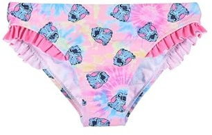 Disney Costume da Bagno Slip per Bambine Stitch, Motivo Tie Dye con Volant (IT, età, 3 Anni, Regular, Rosa)