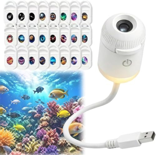 Proyector de luz nocturna holográfico 5D inteligente HD dinámico, proyector de estrellas HD Plug and Play, proyector de galaxia y luna ajustable con USB de 360° para dormitorio, techo de coche (con 24