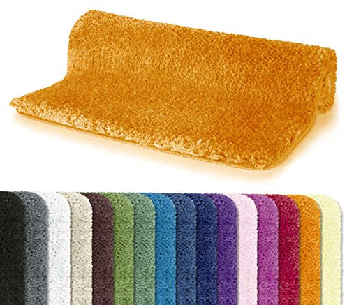 Spirella Badteppich Badematte Duschvorleger Mikrofaser Hochflor | flauschig | rutschhemmend | geeignet für Fußbodenheizung | 55x65 cm | Orange