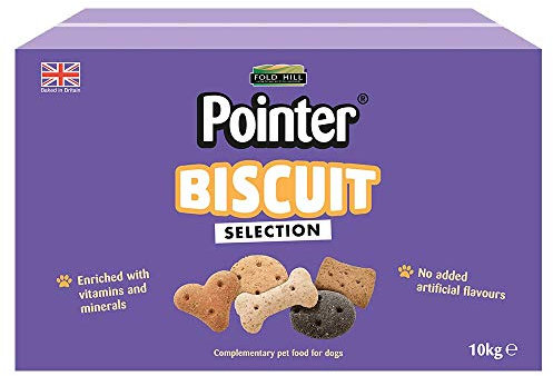 Pointer Biscuit Selection, Oven Baked Dog Treats with No Artificial Flavourings, Enriched with Vitamins and Minerals, 10 kg Box