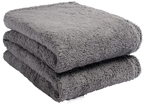 Brentfords Teddy Fleece Throw, 150 x 200 cm, 100% Polyester, Charcoal Grey, Double