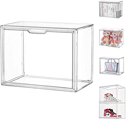 Vitrinas para Colecciones Vitrina Cristal Expositora Metacrilato, Caja de Exhibición de Acrílico Transparente, Vitrina de Muñecas con Puerta para Figuras Coleccionables (36×22×27cm)