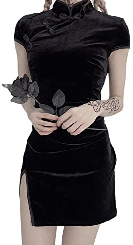 SINROYEE Women's Bodycon Cheongsam lingerie Slim Fit Mini Dress Modern Chinese Style Qipao Sexy Anime Cosplay (9-1, L)